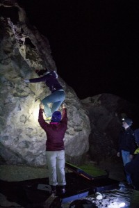 bishop happies night climb easy boulder