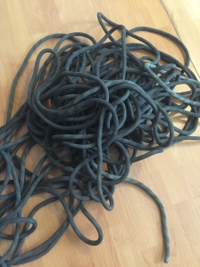 The rope. We used it a few weeks ago and it blackened all our hands. I was a little embarrassed.